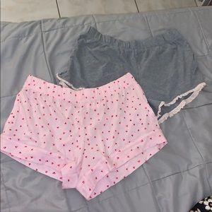 Victoria secret sleep shorts pink hearts and gray